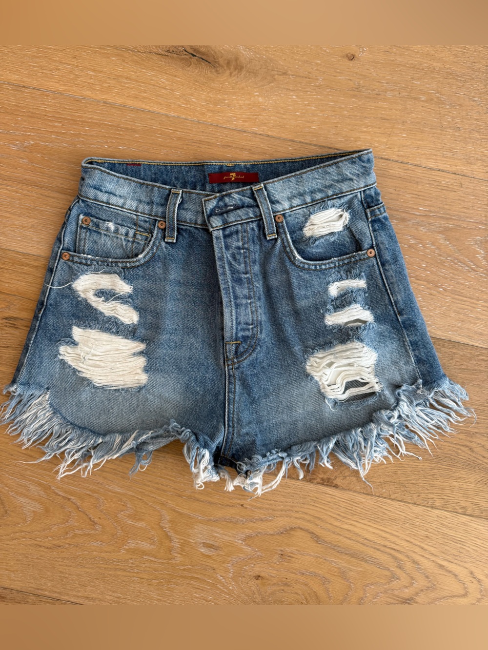 7 For All Mankind - Distressed Denim Shorts